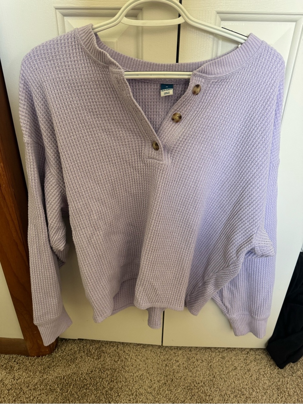 Old Navy Soft Lavender Henley Waffle-Knit Top